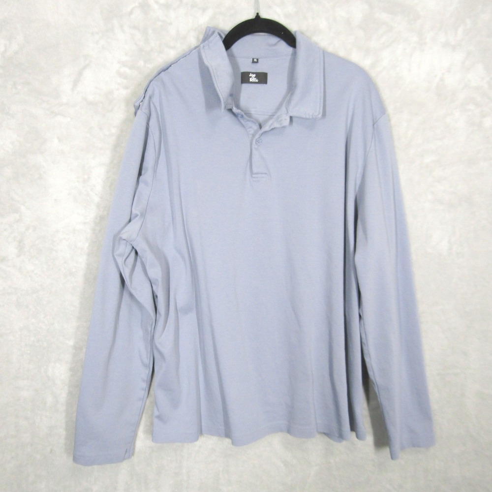 Joe & Bella Mens XL Adaptive Long Sleeve Polo Shirt Blue Cotton Snap Shoulder